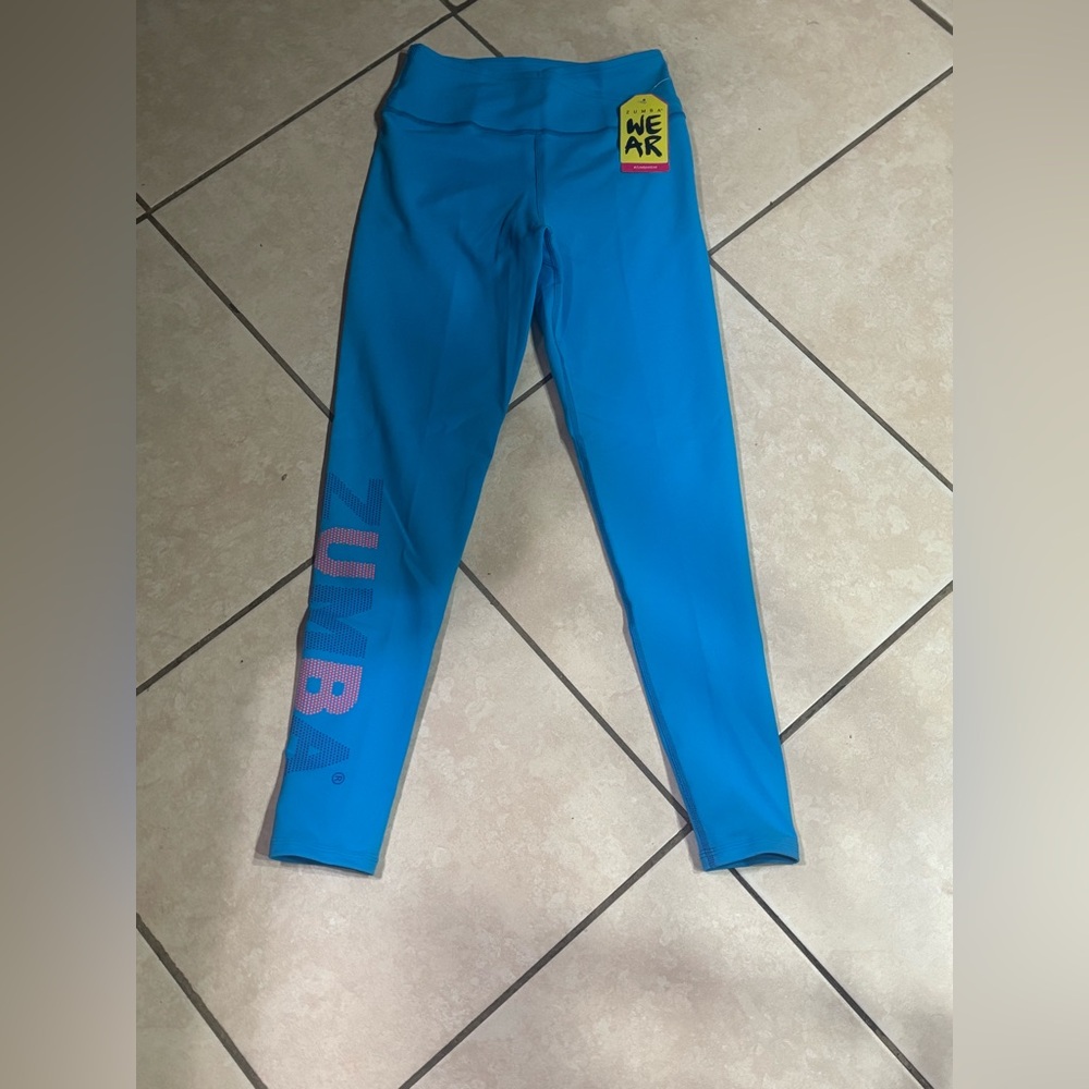 Zumba Fitness Blue Leggings with Pink Logo